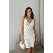 Сукня в'язана коротка ажурна Art Knit молочна - Фото №5