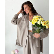 Рубашка хлопково-льняная oversize Прованс корда - Фото №5