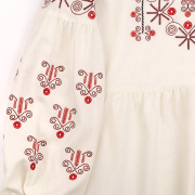 Сукня лляна з вишивкою ПЛ379 Бембі 2L6-молочний-червоний - Фото №5