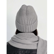 Шапка в'язана тепла Wool Art Knit сіра - Фото №5