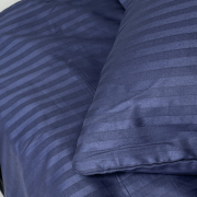 Комплект постільної білизни Stripe Sense Dark Blue SoundSleep сатин-страйп Туреччина темно-синій - Фото №11