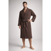 Халат вафельний довгий унісекс шаль SoundSleep шоколадний - Фото №3