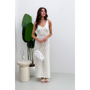 Сукня в'язана довга ажурна Art Knit молочна - Фото №3