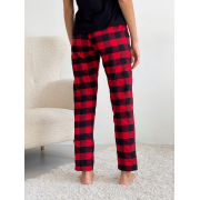 Штани піжамні жіночі фланелеві Cosy F70P клітинка чорно-червоні - Фото №4