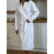Халат жіночий вафельний довгий Cosy 120 білий - Фото №5