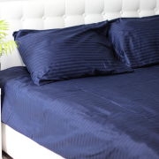 Комплект постільної білизни Stripe Sense Dark Blue SoundSleep сатин-страйп Туреччина темно-синій - Фото №20