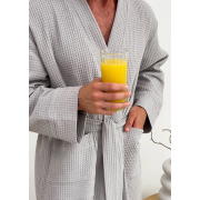 Чоловічий вафельний халат-кімоно 821N Cosy сірий - Фото №6