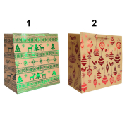 Пакет паперовий 38х38х20 см Новорічний орнамент 281702 - Фото №3