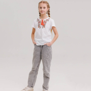 Футболка в етно стилі для дівчаток Бембі ФБ962 біла - Фото №5