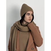 Шапка в'язана тепла Wool Art Knit горіхова - Фото №3