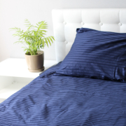 Комплект постільної білизни Stripe Sense Dark Blue SoundSleep сатин-страйп Туреччина темно-синій - Фото №16