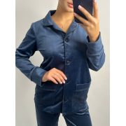 Жіноча піжама 098/22 сорочка і штани V.Velika синій з чорним кантом - Фото №3