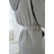 Халат жіночий вафельний з капюшоном 201 Cosy сірий - Фото №3