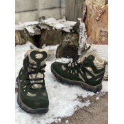 Шкіряні берці з конопляною тканиною зимові Ukono темно-зелений, піксель - Фото №4