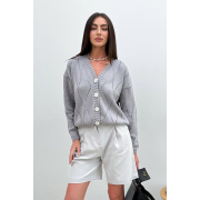 Кардиган в'язаний жіночий Grace Art Knit сірий - Фото №3