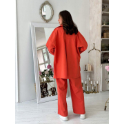 Сорочка бавовняно-лляна oversize Прованс коралова - Фото №5