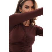 Лонгслів жіночий драпірований 25027 модал German Volf коричневий - Фото №8