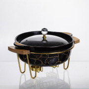 Марміт круглий 1.3 л Yiwu LC-717 чорний мармур - Фото №3