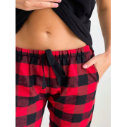 Штани піжамні жіночі фланелеві Cosy F70P клітинка чорно-червоні - Фото №5