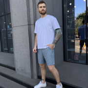 Шорти чоловічі лляні літні Cosy сіро-блакитні - Фото №3