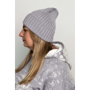 Шапка в'язана Cotton Art Knit сірий - Фото №4