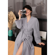 Жіночий халат Duna M60W фактурний муслін Cosy сірий - Фото №4