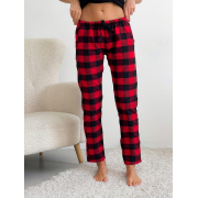 Штани піжамні жіночі фланелеві Cosy F70P клітинка чорно-червоні - Фото №7