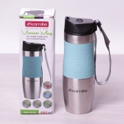 Термокружка Kamille 480мл з TPR-вставкою і ремінцем 2051 - Фото №6