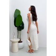 Сукня в'язана довга ажурна Art Knit молочна - Фото №7