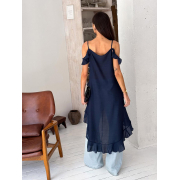 Блуза з воланами довга Art Knit синій - Фото №8