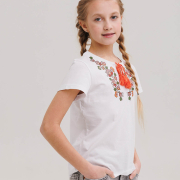 Футболка в етно стилі для дівчаток Бембі ФБ962 біла - Фото №8