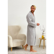 Чоловічий вафельний халат-кімоно 821N Cosy сірий - Фото №4