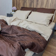 Постельное белье SS-3012 сатин-страйп LeLIT бежево-коричневый - Фото №5