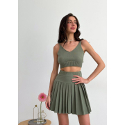 В'язана спідниця пліссе Kayla Art Knit хакі - Фото №4