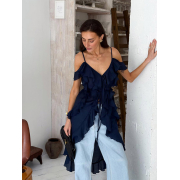 Блуза з воланами довга Art Knit синій - Фото №11