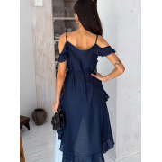 Блуза з воланами довга Art Knit синій - Фото №6