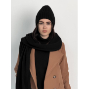 Шапка в'язана тепла Wool Art Knit чорна - Фото №3