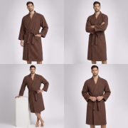 Халат кімоно вафельний унісекс довгий SoundSleep шоколадний - Фото №3