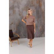 Спідниця-плісе в'язана міді Art Knit шоколад - Фото №3