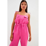 Комбінезон лляний на зав'язках Прованс фуксія - Фото №3