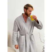 Чоловічий вафельний халат-кімоно 821N Cosy сірий - Фото №5
